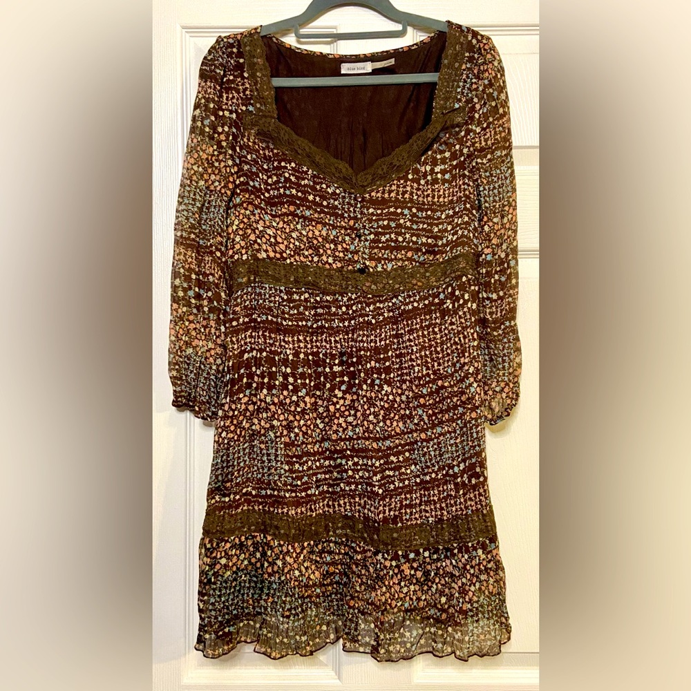 Blue Bird Dress by Anthropologie Women's Multicolor Floral Size Large